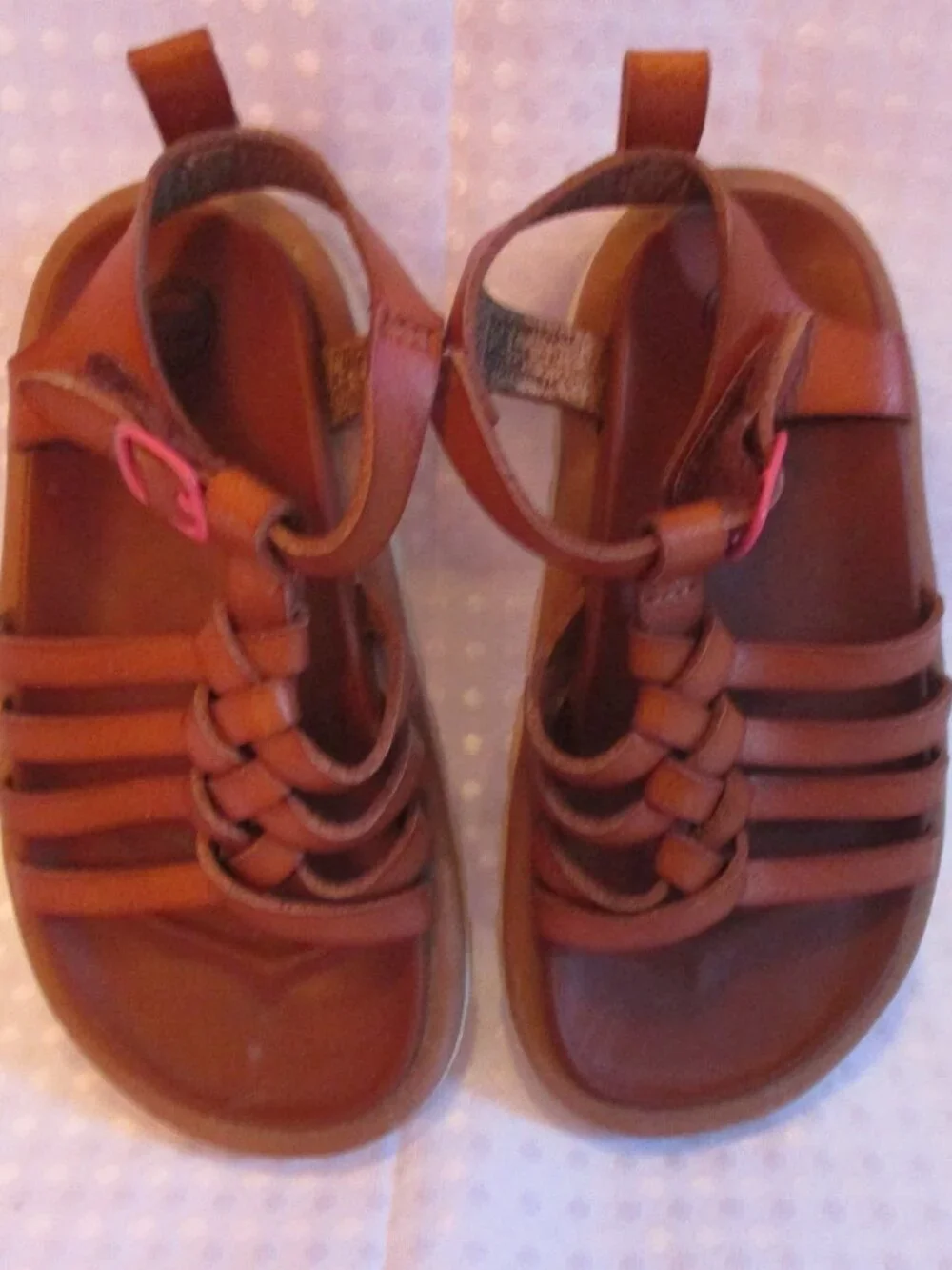 Wonder Nation Girls Brown Braided Strappy Buckle Sandals Flat Synthetic Size 7